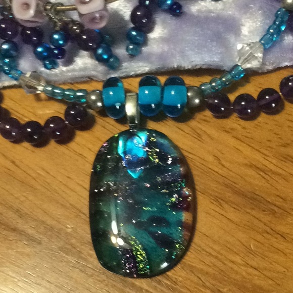 Vtg glass handmade 24” necklace and bracelet Set - Picture 3 of 6